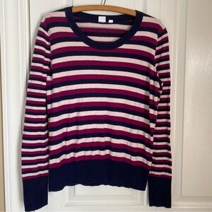 GAP Women's Striped Crewneck Lightweight Long Sleeve Sweater Navy M Y2K Retro